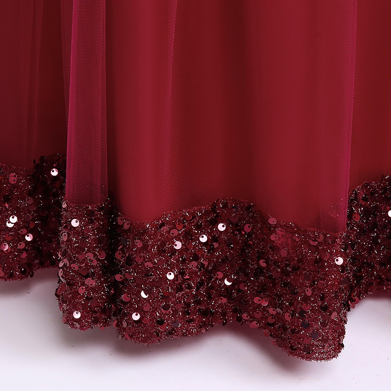 Blumenmädchenkleid, langärmelig, Pailletten, Tüll, Prinzessin, Festzug, Kleider, Kindergeburtstag, Brautjungfer, Hochzeit, Party, formelles Ballkleid