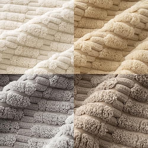 Miniatura 5 de MIULEE Paquete de 4 fundas de almohada decorativas de pana neutra de 18 x 18 pulgadas, suaves fundas de almohada bohemias a rayas, decoración