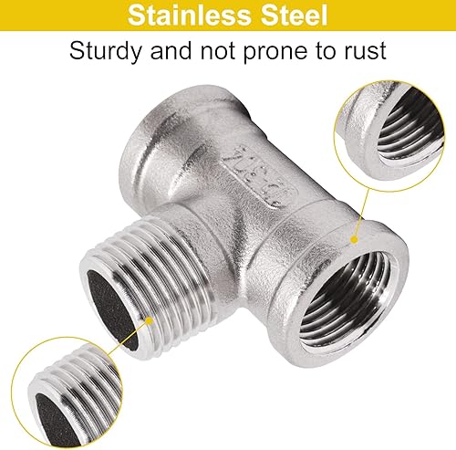 Miniatura 31 de 2 Uds 304 accesorios de tubería de acero inoxidable 1/2 "x 1/2" × 1/2 "NPT Macho Casting Tee Fitting 3 Way T Pipe Manguera para agua, aceite, aire
