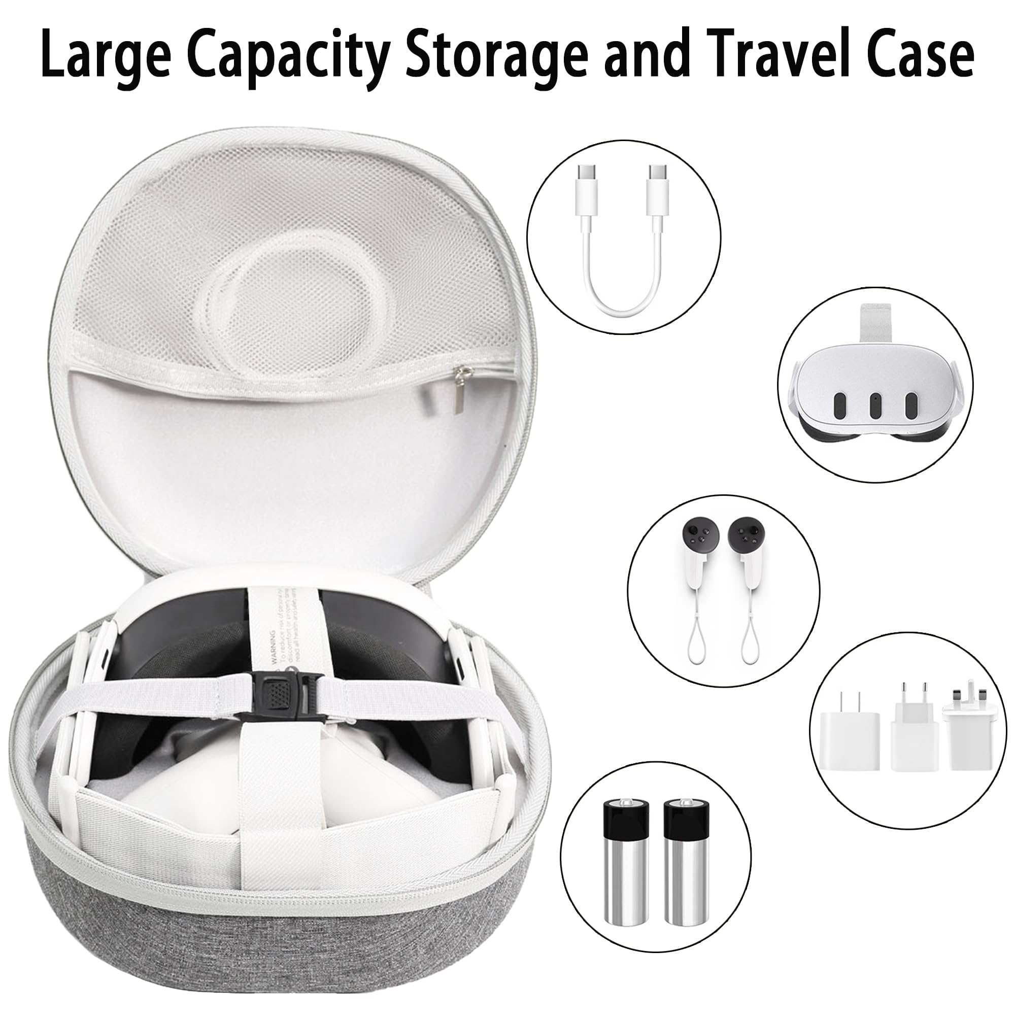 Étui Rigide pour Meta 3, Etui de Protection Portable Housse de Voyage pour Casque Accessoires Contre Les Chocs Accidentels, Casque de Jeu VR Elite Version