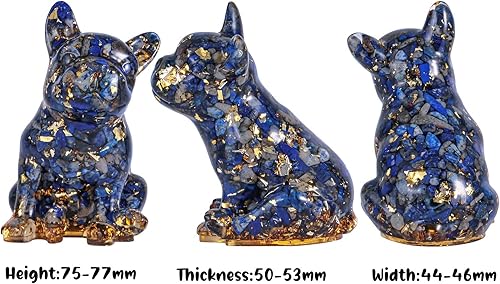 Miniatura 2 de mookaitedecor Estatua de bulldog francés de cristal de lapislázuli de 3 pulgadas, escultura de perro sentado para decoración del hogar, adorno