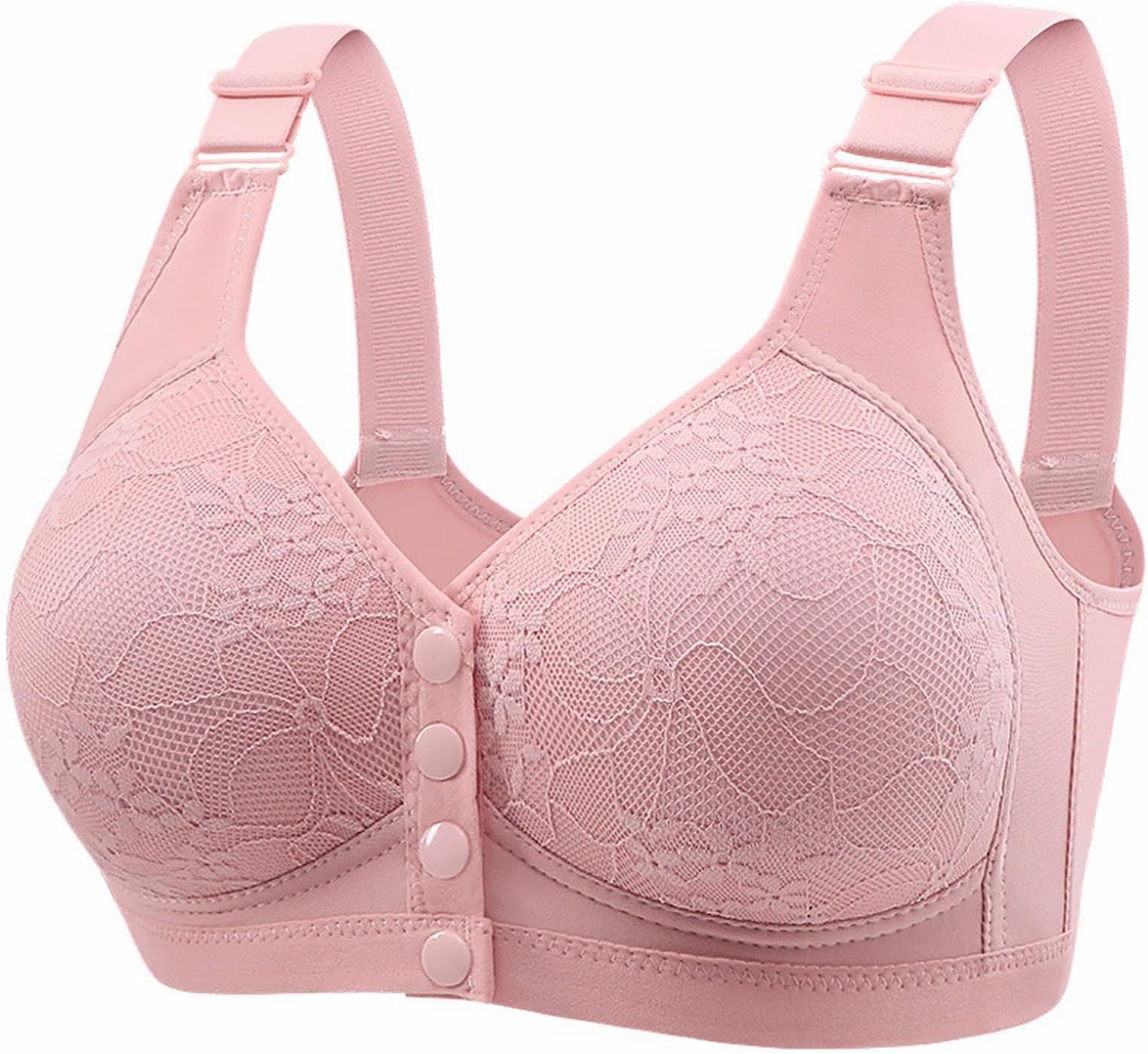 Non Wired Bras for Women UK Fixed Cup Front Open Bra Beauty Back Anti Sag Underwire Underwear Wireless Women's White Push Up T-Shirt Plus Size Wide Strap Black Supportive No Fat Post