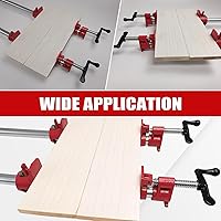 Vista 6 de juego de abrazaderas para tubos de encolado de madera de 3/4" con diseño de pie único en rojo. Abrazadera de barra resistente de hierro fundido