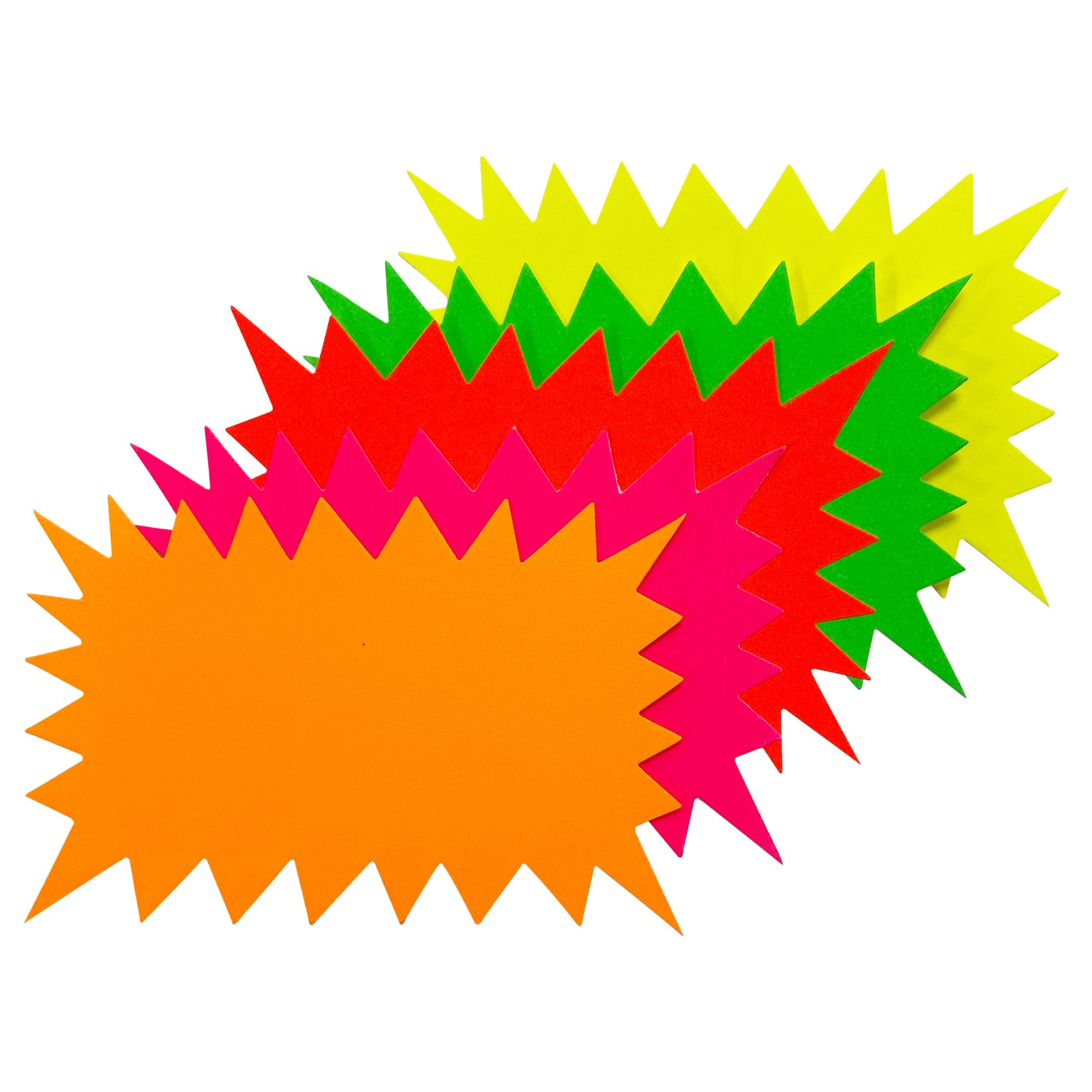 Pack of 100 Assorted Coloured Neon Fluorescent Flashes 100 x 75mm