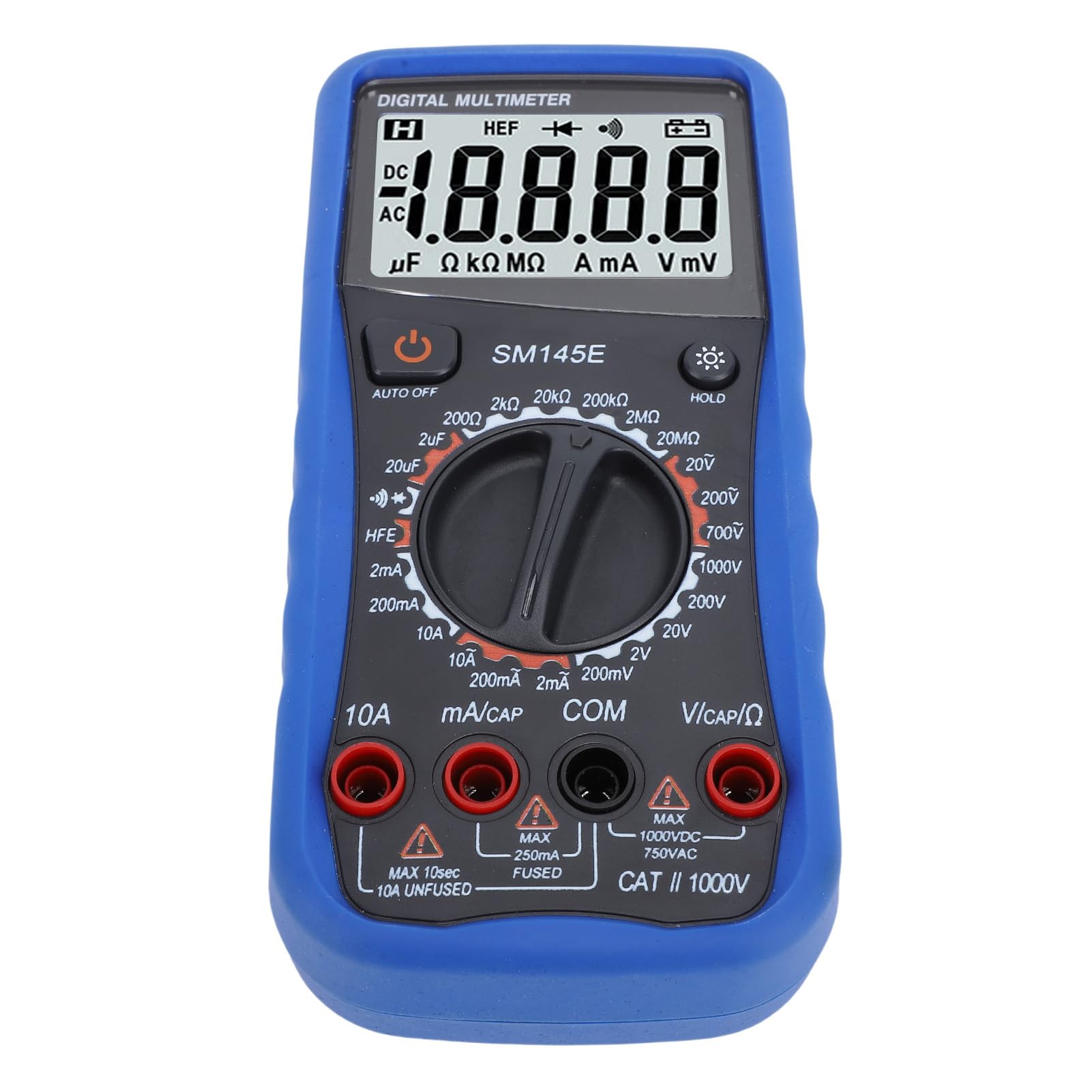 Jeffergarden Multimetro Digitale Tester di Tensione e Corrente in Gomma ABS Display LCD da 200 MV a 1000 V CA CC Capacità NCV con Supporto Posteriore per Elettricisti Controllo Circuito Domestico