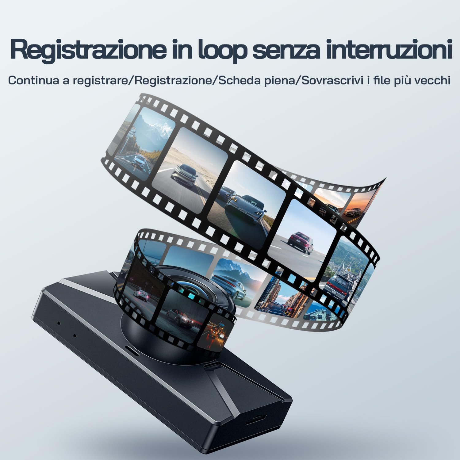 WOLFANG 2.5K Doppia Dash Cam Auto, Dash Camera IPS 3" con Grandangolo, 1440P+1080P FHD Telecamera, Visione Notturna,G-Sensor, WDR, Monitor di Parcheggio, Registrazione in Loop