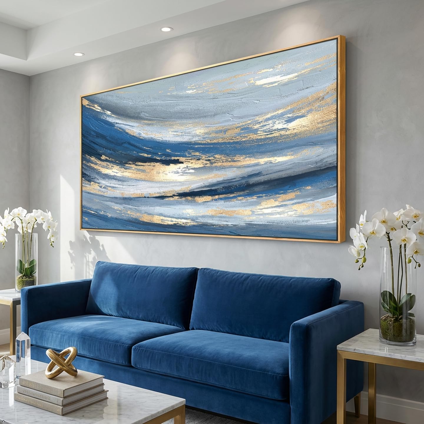 Abstract Wall Art Canvas Paintings Blue Fantasy Modern Large Framed Artwork Decor for Living Room Bedroom Office Painting Home Decor 30"x60"