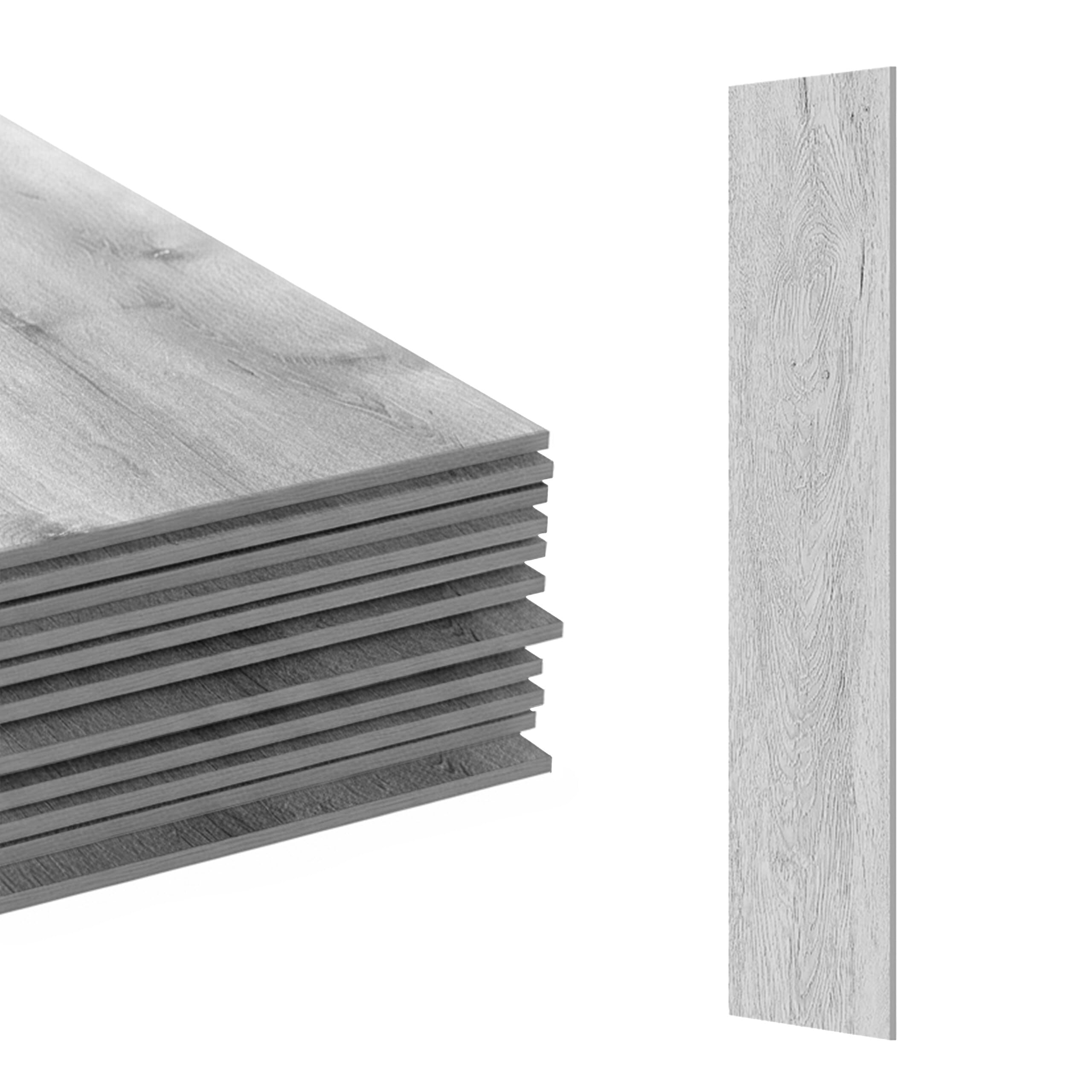 Suelo de PVC Autoadhesivo Relaxdays, 5 m²/36 Piezas, Madera, baño, Cocina, baldosas 91 x 15 cm, Antideslizante, Claro.