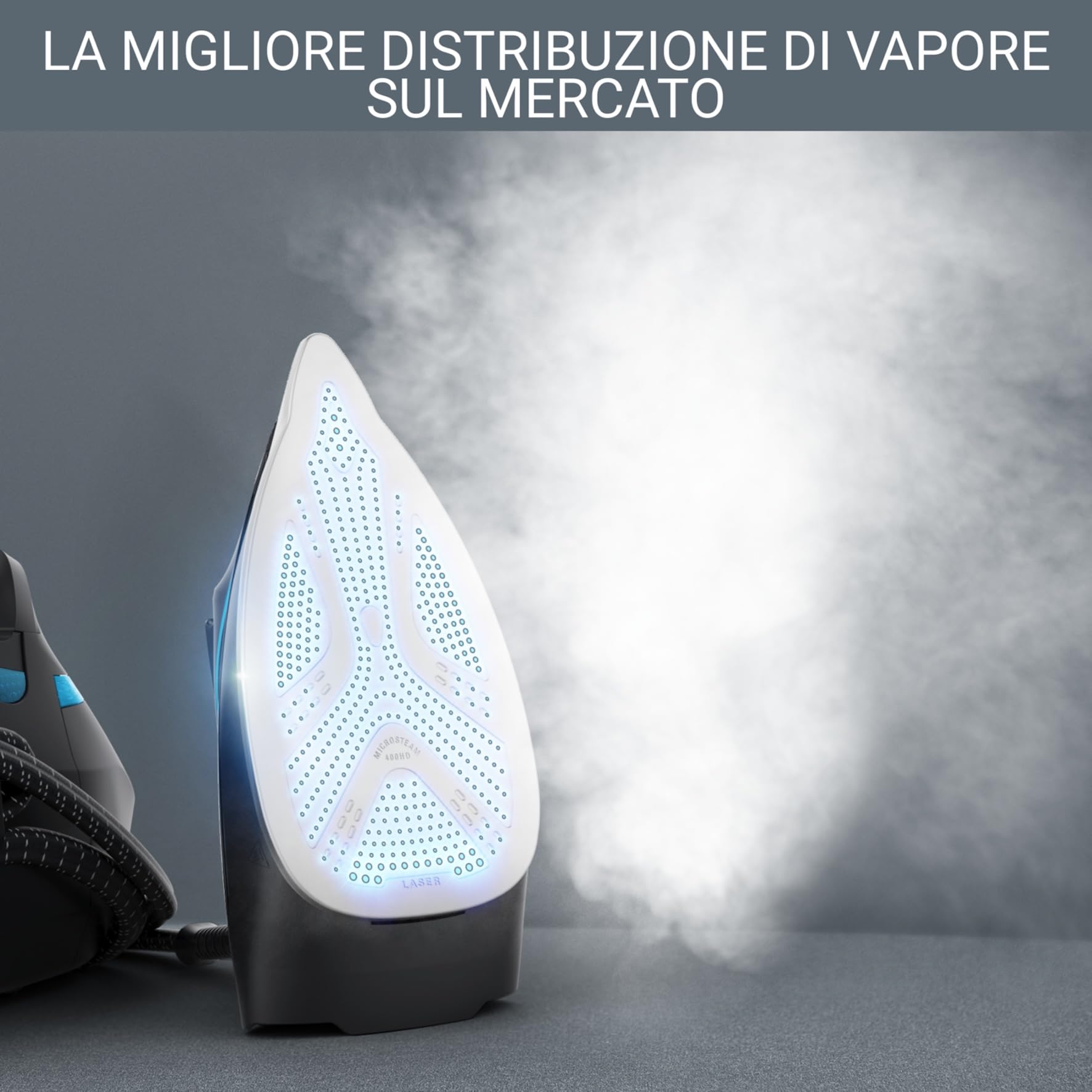 Rowenta Silence Steam Pro DG9222, Ferro da Stiro con Caldaia Silenziosa, 2800W, 1.3 L, Ferro da Stiro a Vapore 7.5 bar, 480 g/min, Colore Nero/Blu