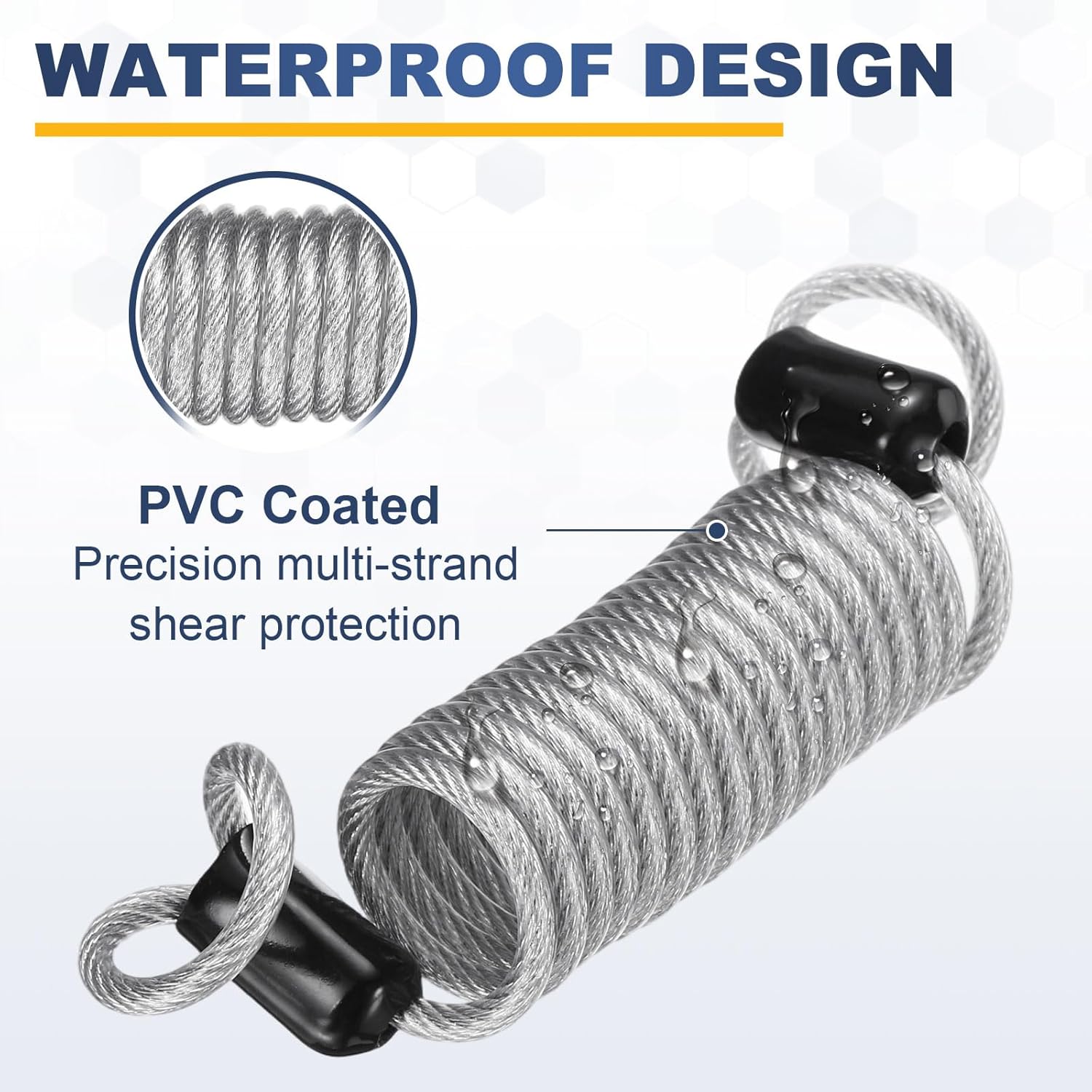 PATIKIL Security Steel Cable Lock, (3.3 Feet, Silver)(2 Set), Double Loop Safety Wire Rope with 3.8" D-Shaped 3-Digit Code Combination Lock, Suit for - Bicycles/Motorcycle/Suitcase/Luggage