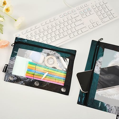 Vista 70 de Gredecor Estuche para lápices con 3 anillos, con cremallera de dinosaurio, paquete de 2 unidades, organizador transparente para la escuela