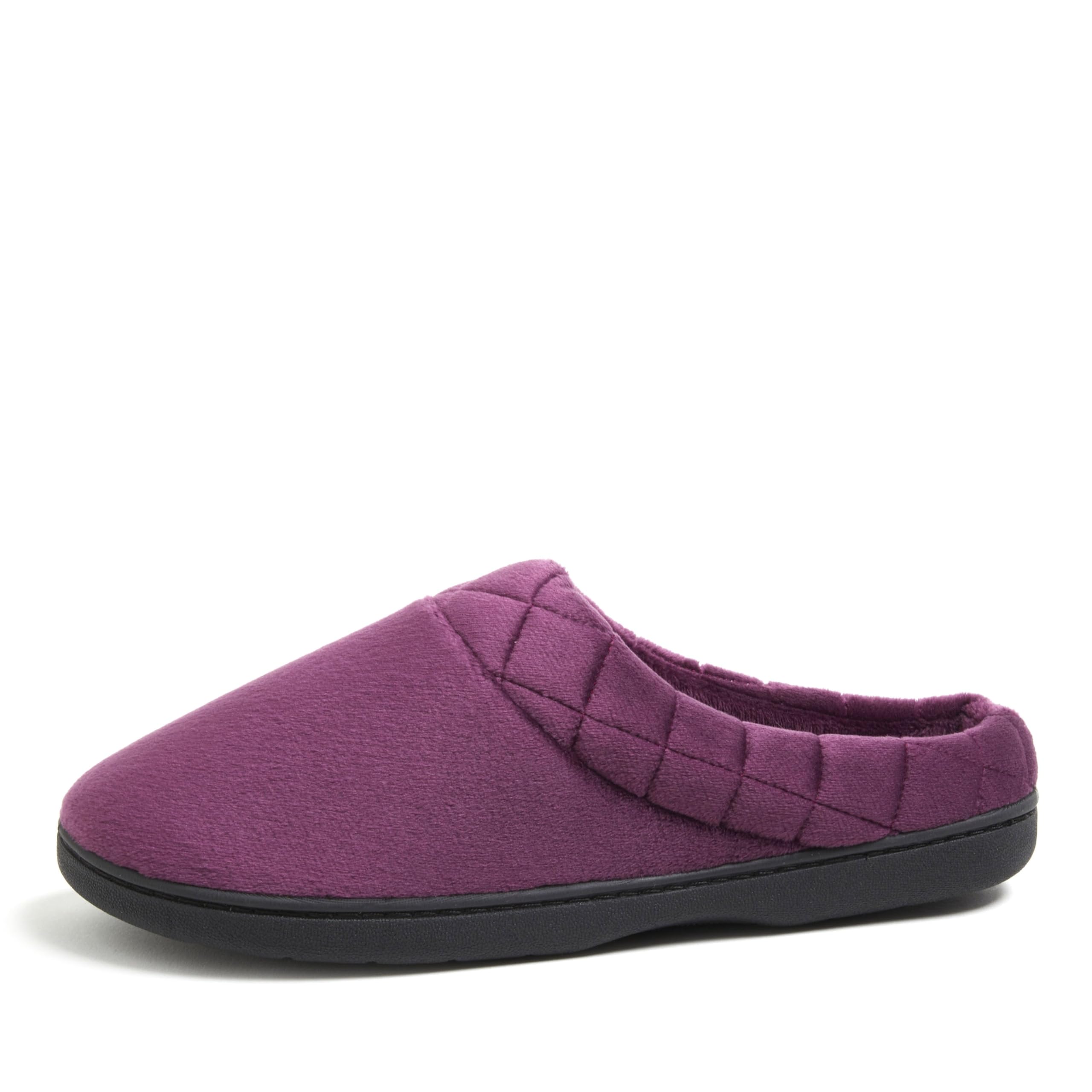 Dearfoams Women's Indoor/Outdoor Memory Foam Darcy Microfiber Velour Clog, Wide Widths Slipper