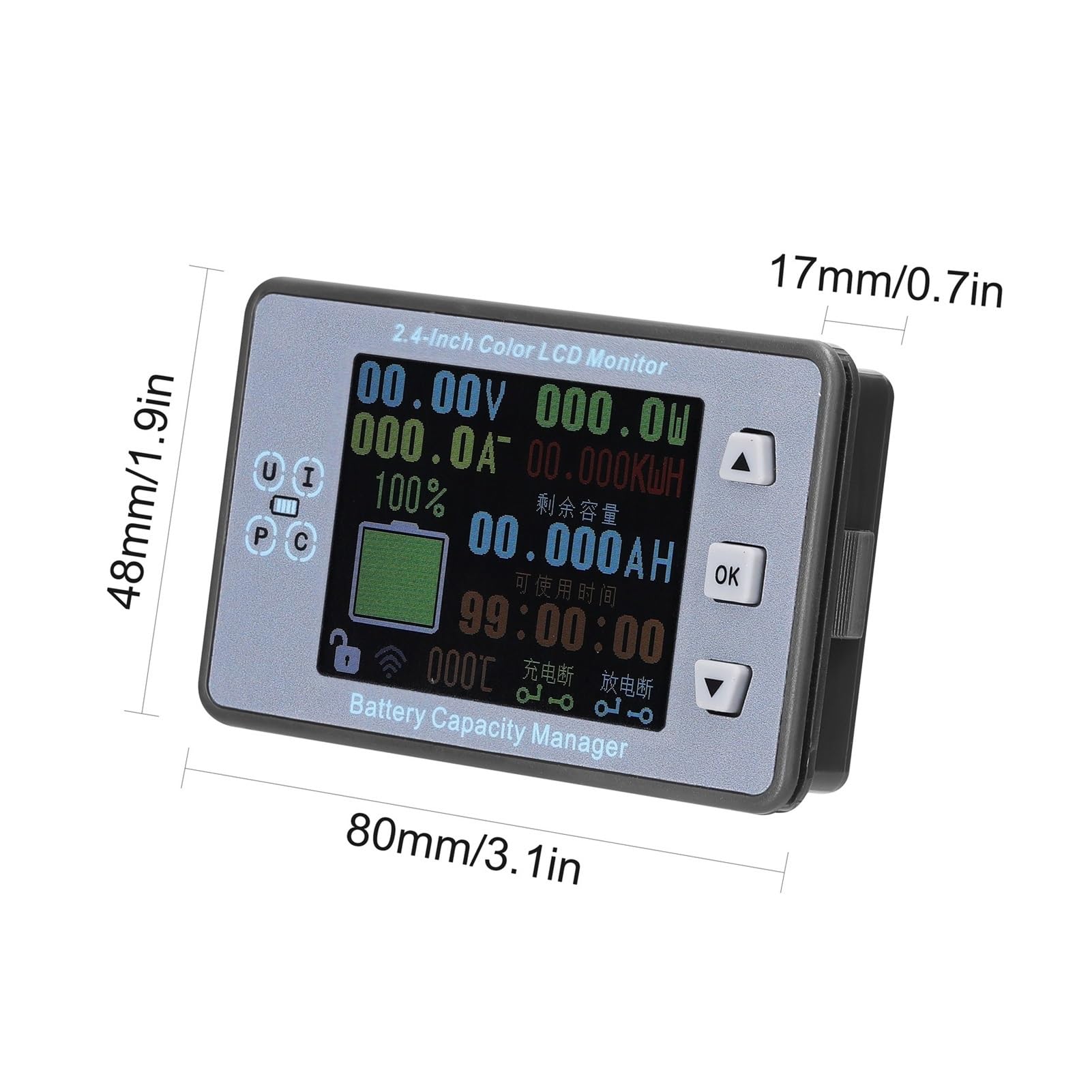 Comprobador de Batería, Coulómetro de batería VAC8810F 300A, amperímetro inalámbrico, voltímetro, Detector de potencia de batería, probador de capacidad de batería, Monitor de batería(Waterproof Cover