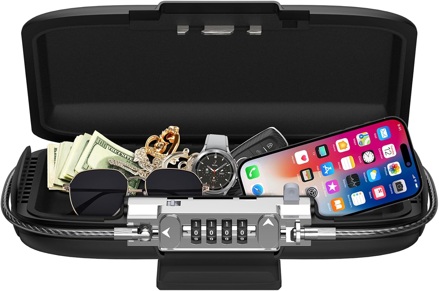 AMIR Portable Lock Box, NEWEST 4 Digit Combination Key