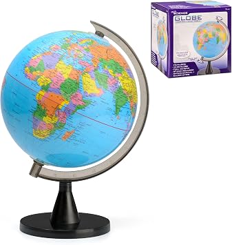 Toyrific World Globe for Kids, Educational Rotating Children Map with Stand, Small, Plastic