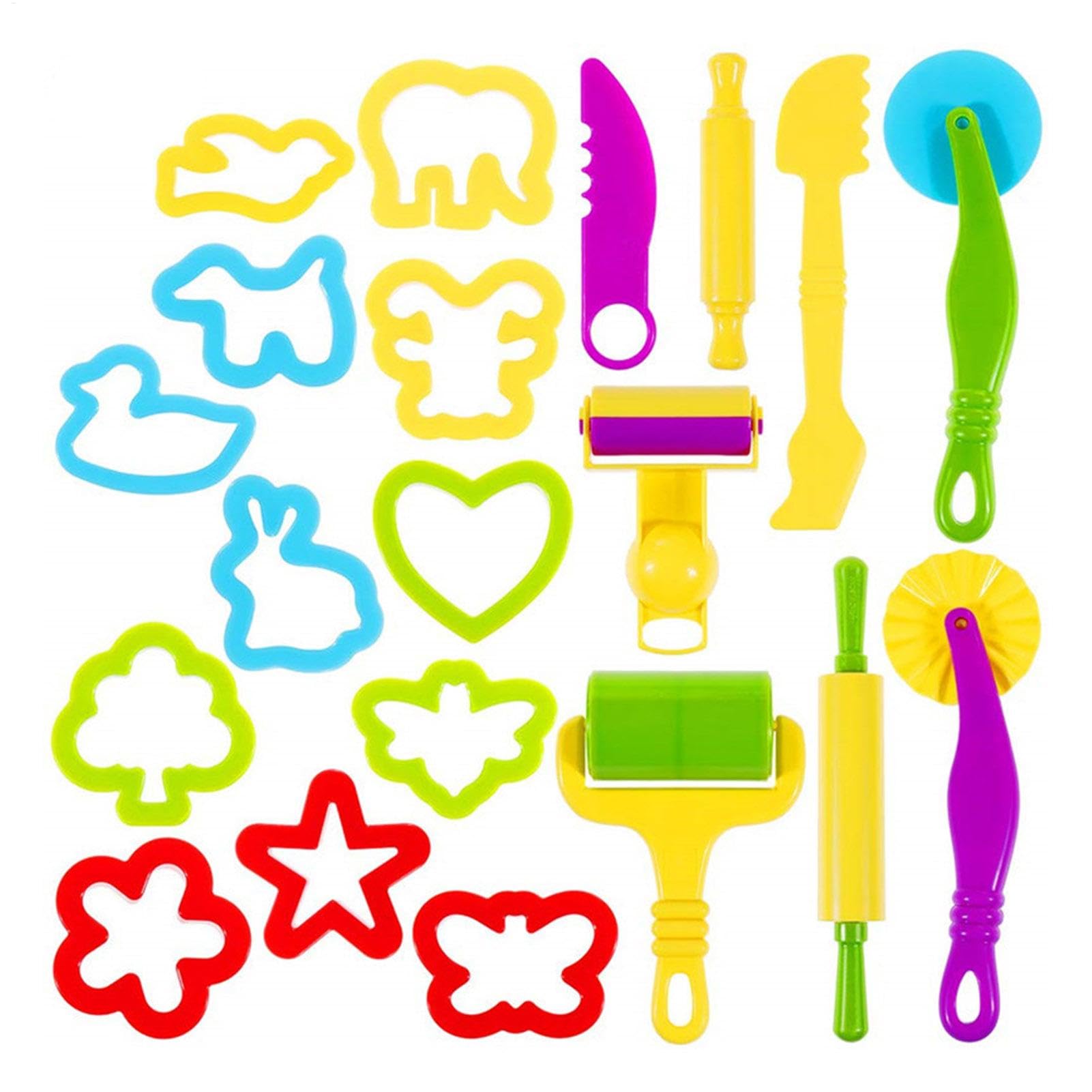 20 Piece Set Play Dough Tools Kit,Clay Dough Tool Kit,Plasticine Modelling Clay Tools,Dough Accessories,Plasticine Cutting Molds Shape Roller,Children's Plasticine Toy Accessories