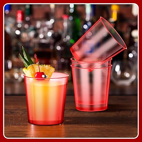 Miniatura 4 de Tioncy 100 vasos de chupito de plástico neón de 1 oz, vasos desechables de colores, mini vasos de fiesta para cóctel, whisky, vino, cumpleaños,
