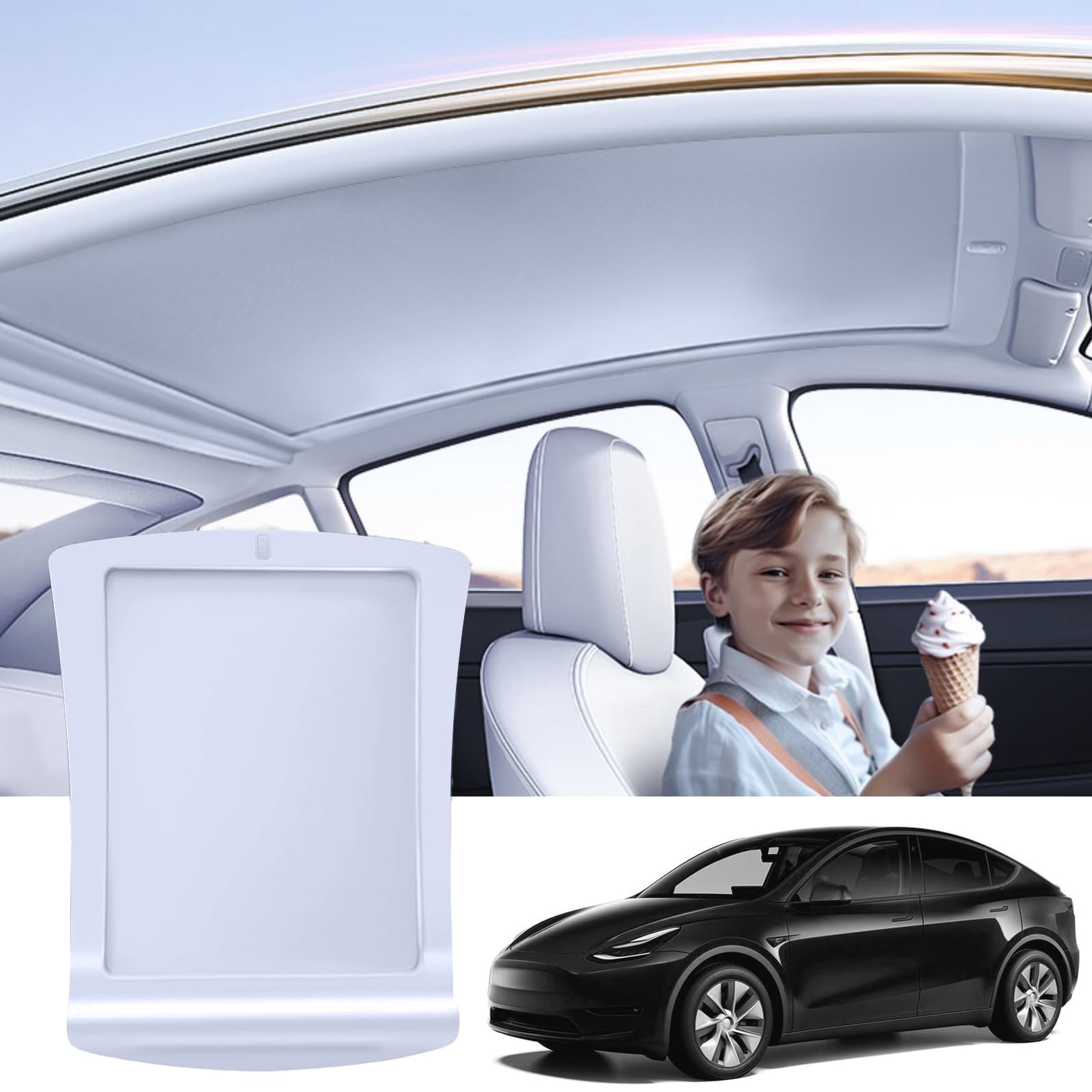 Electric Retractable Sunshade Sunshade Roof for Tesla Model Y, Heat Insulation, for Tesla Model Y 2019~2024, 5 Layer 99.9% UV Protection. 