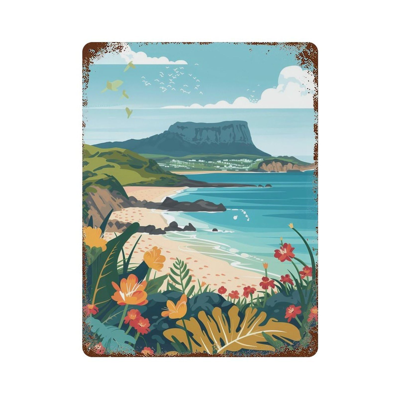 Jeju Island Decorative Tin Sign 15.7"x11.8", Rustic Home Decor for Garage, Pub Or Kitchen