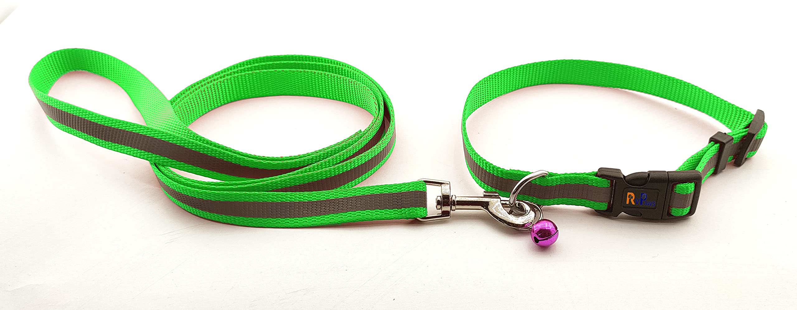 RvPaws Imported Small Breed Dog Adjustable Reflective Nylon Dog Collar and Leash Set Included Bell for Puppies, Cats and Dogs 15mm, (Neon Green) (B0BS68B843) Amazon Price History, Amazon Price Tracker