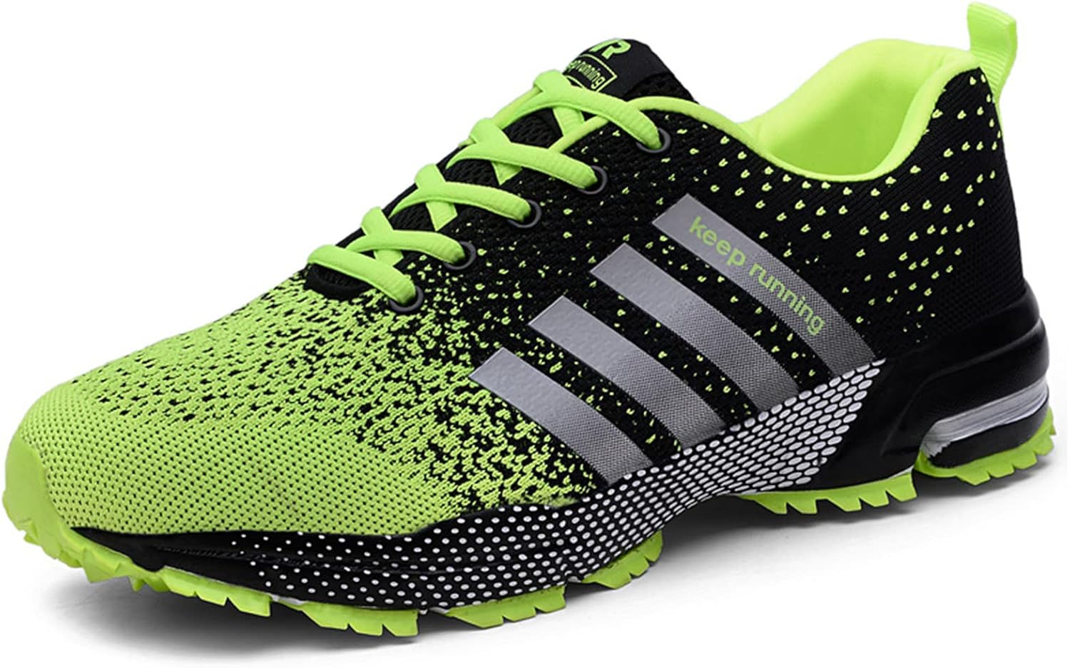 Mens Running Shoes Non-Slip Breathable Comfortable Walking Shoes Lightweight Fashion Sneakers for Tennis Sports Green Size 9.5
