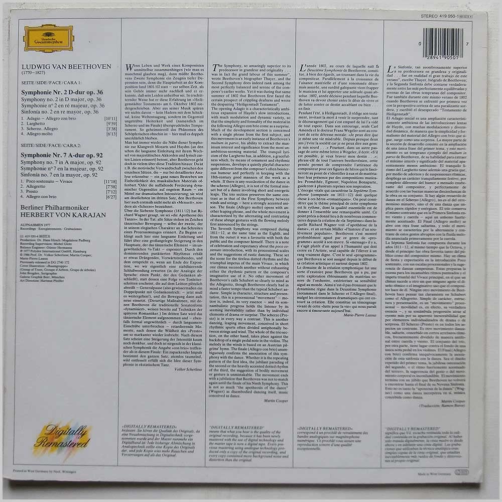 Beethoven: Sinfonie n. 2 D-dur op. 36 & # 7 A-dur op. 92 [Disco in vinile]