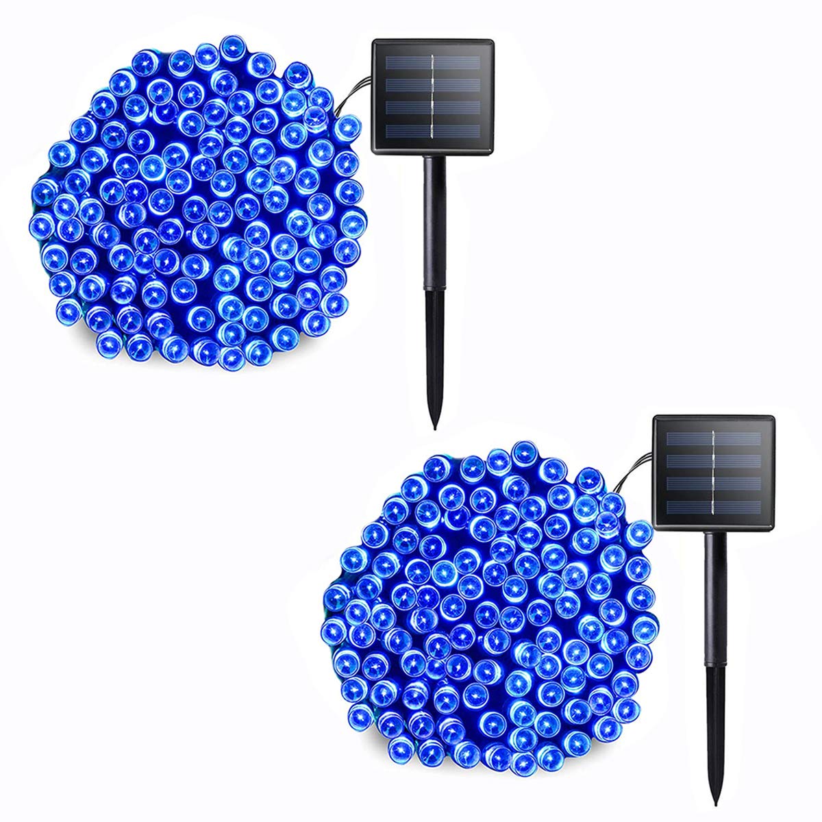 LALAPAO2 Pack Solar String Lights 72ft 200LED 8 Modes Solar Powered Xmas Outdoor Lights Waterproof Starry Christmas Fairy Lights for Indoor Gardens Homes Wedding Holiday Party (Blue)