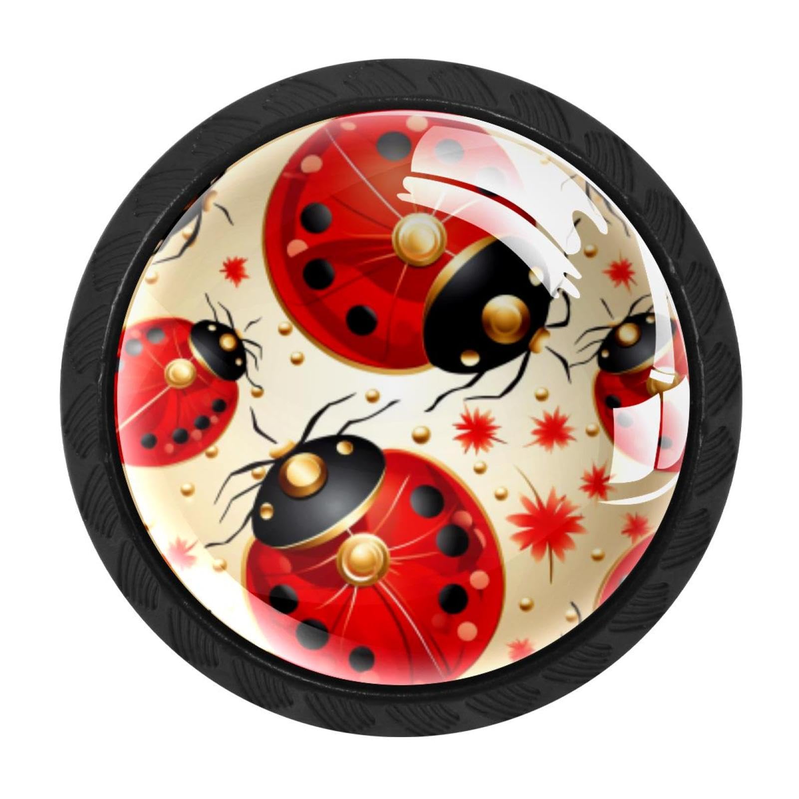 Chenzzzz Multicolored 04 4 Pieces Round Cabinet Knobs Ladybird Dresser Knobs Pulls Handles With Screws For Drawer Pulls Handles Knobs Door Knobs