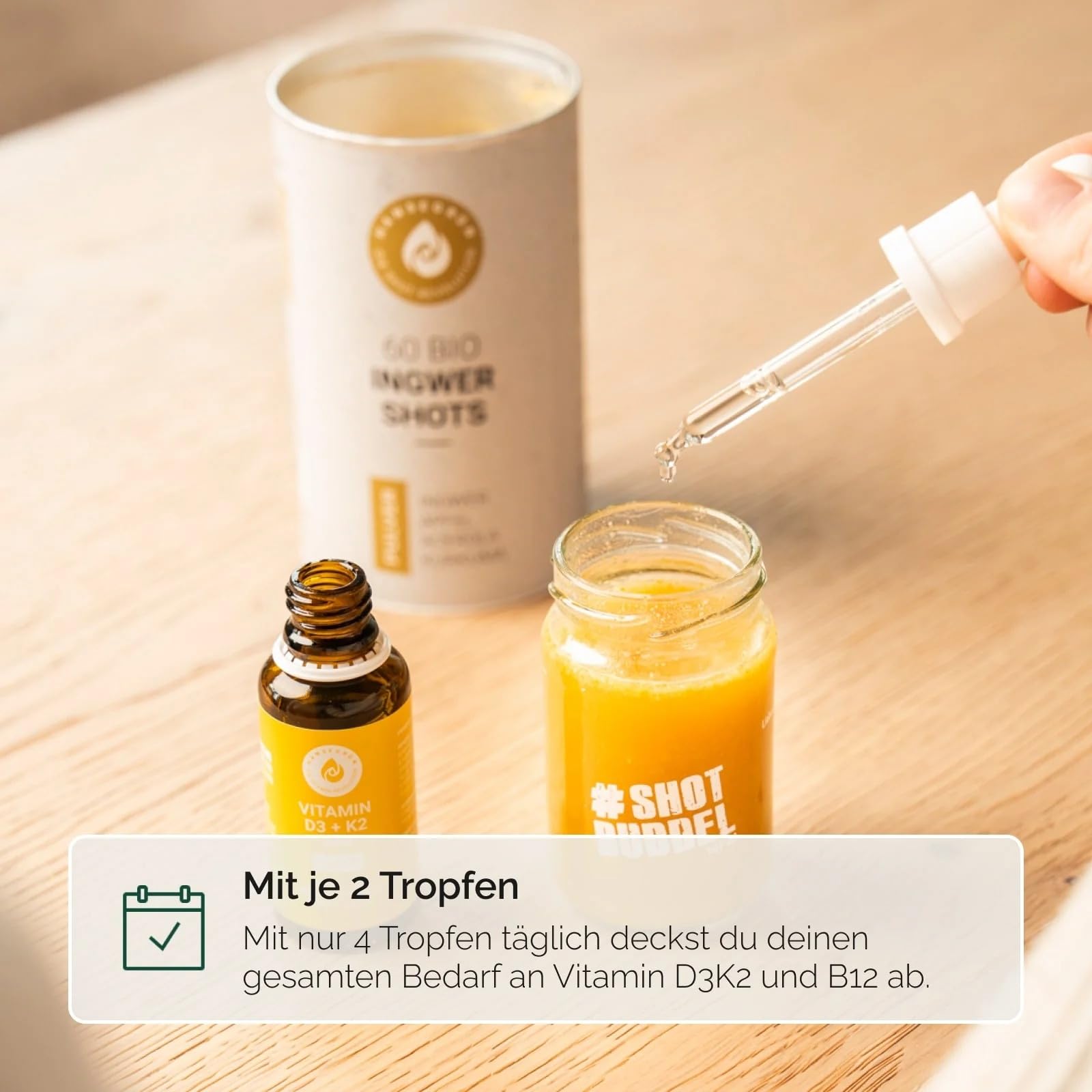 Hansegrün - Kennlernset Vitamintropfen D3 + K2 (30ml) & B12 (30ml) - Normales Immunsystem¹ - Verringerung Müdigkeit² - Normale Knochen³ & Zähne⁶ - Energiestoffwechsel⁵ - Vegan & ohne Zusatzstoffe