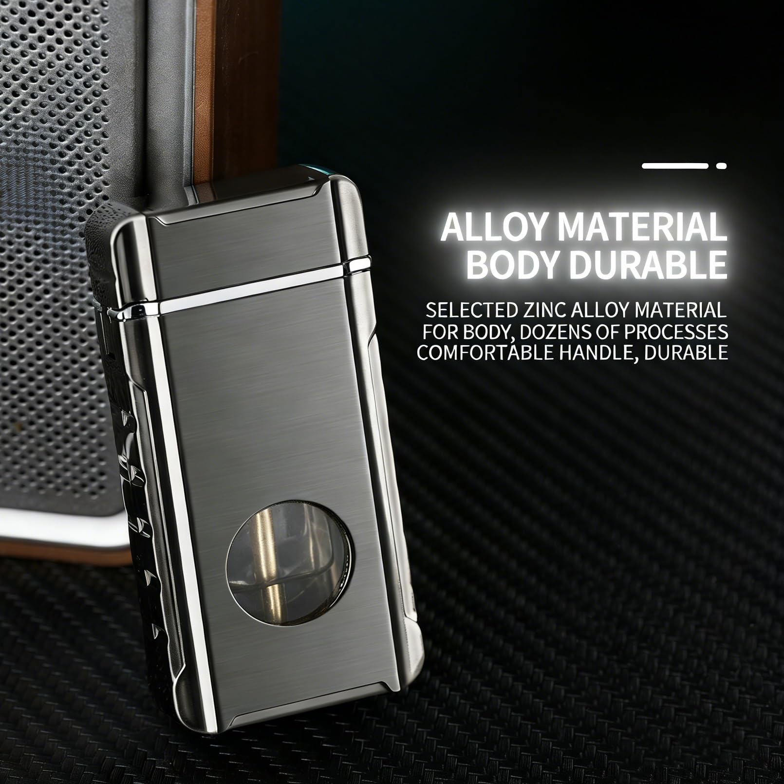 Briquet au kérosène avec 4 méthodes d'allumage, design de réservoir de carburant, commande vocale, soufflage, secousse, toucher, corps en métal durable, fonctionnement sans interrupteur