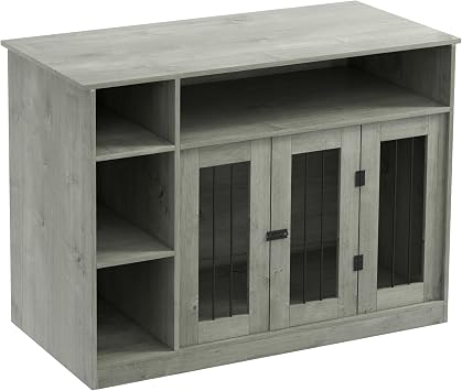 PawHut Dog Crate Furniture with Adjustable Shelf, Dog Crate End Table, Indoor Pet Crate for Medium and Large Dogs, with Large Flat Surface, 47" x 23.5" x 35", Gray
