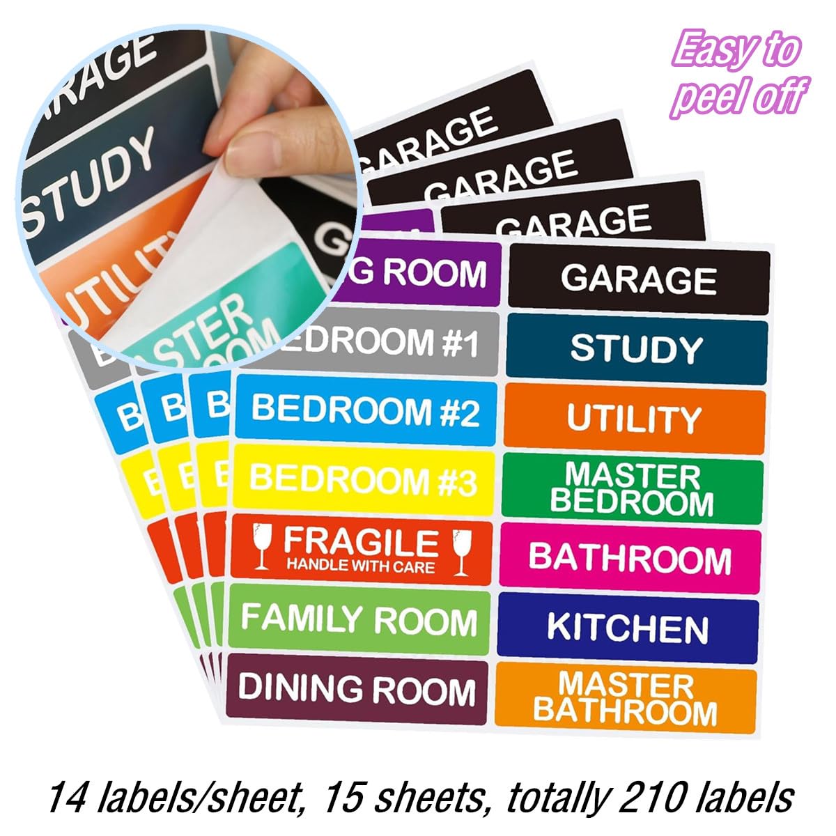 Address Labels Using Apartment RuiChy 210 Pcs Home Moving Labels for Boxes, 14 Colors House Moving ...