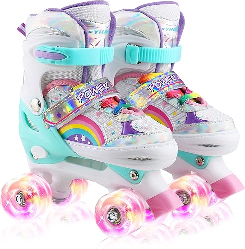 MGY - Patines de ruedas para niñas, patines ajustables, las 8 ruedas de los patines de niña brillan, iluminación divertida para niñas y niños para