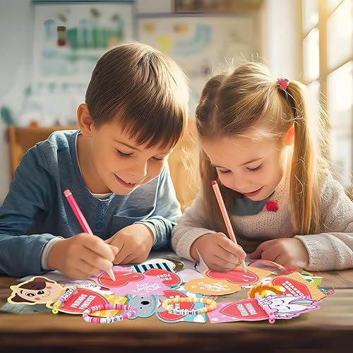 Miniatura 6 de MOVINPE Regalos a granel para el día de San Valentín para niños, paquete de 24 llaveros de pintura artística de diamantes 5D con tarjetas de