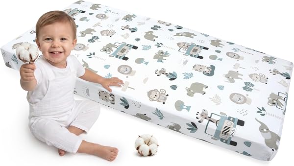 Medi Partners Baby Cot Bed Sheets 60 x 120 – 100% Cotton Fitted Sheet Cot Fitted Mattress Sheet for Baby Bed Sheets (Mint) - 1