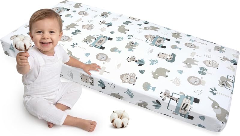 Medi Partners Baby Cot Bed Sheets 60 x 120 – 100% Cotton Fitted Sheet Cot Fitted Mattress Sheet for Baby Bed Sheets (Mint)