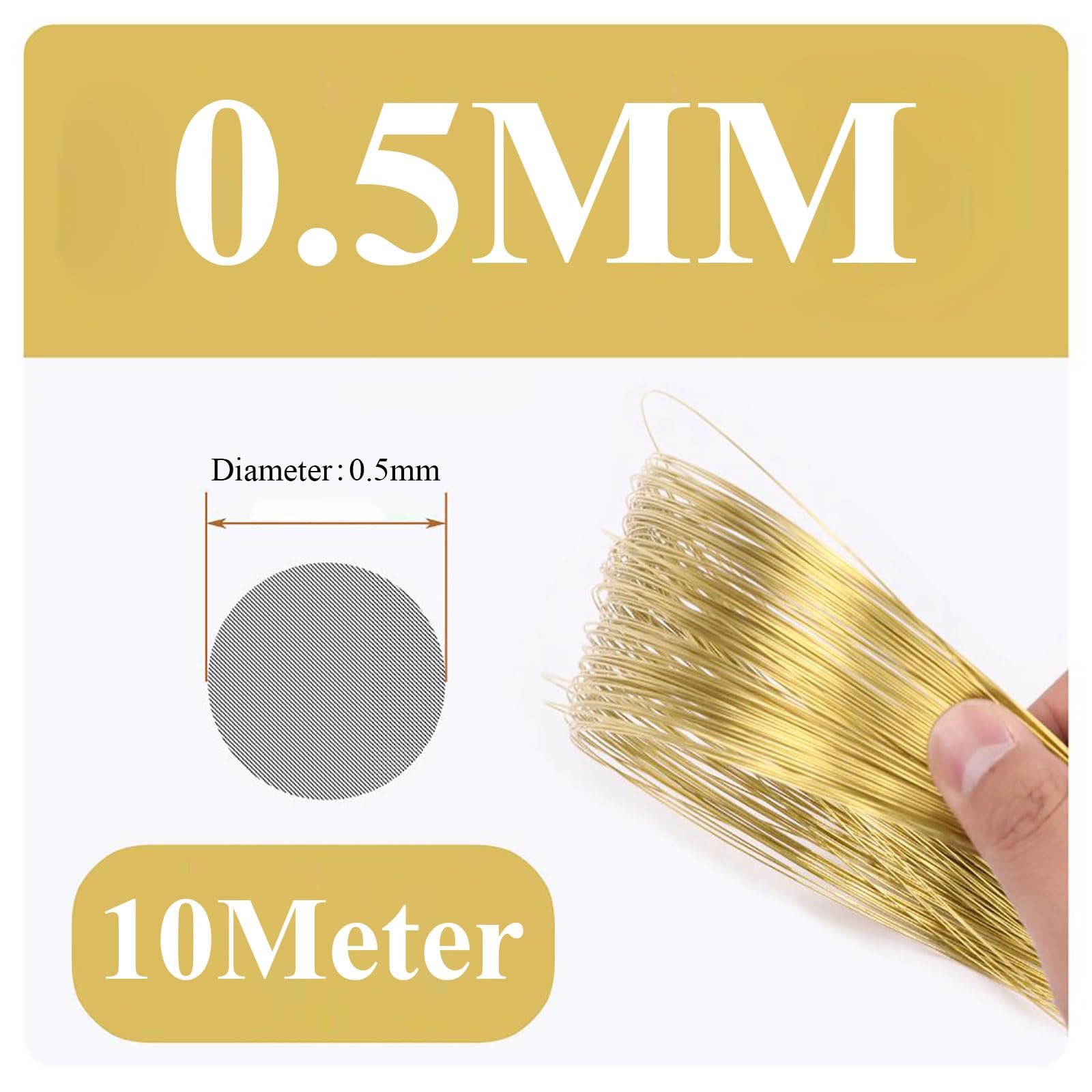COYOUCO Brass Wire, 0.3/0.4/0.5/0.6Mm Diameter, 10M Length, Bare Solid Brass Wire for Jewelry Making, Crafting, Electrical, Industry,0.5mm*10m