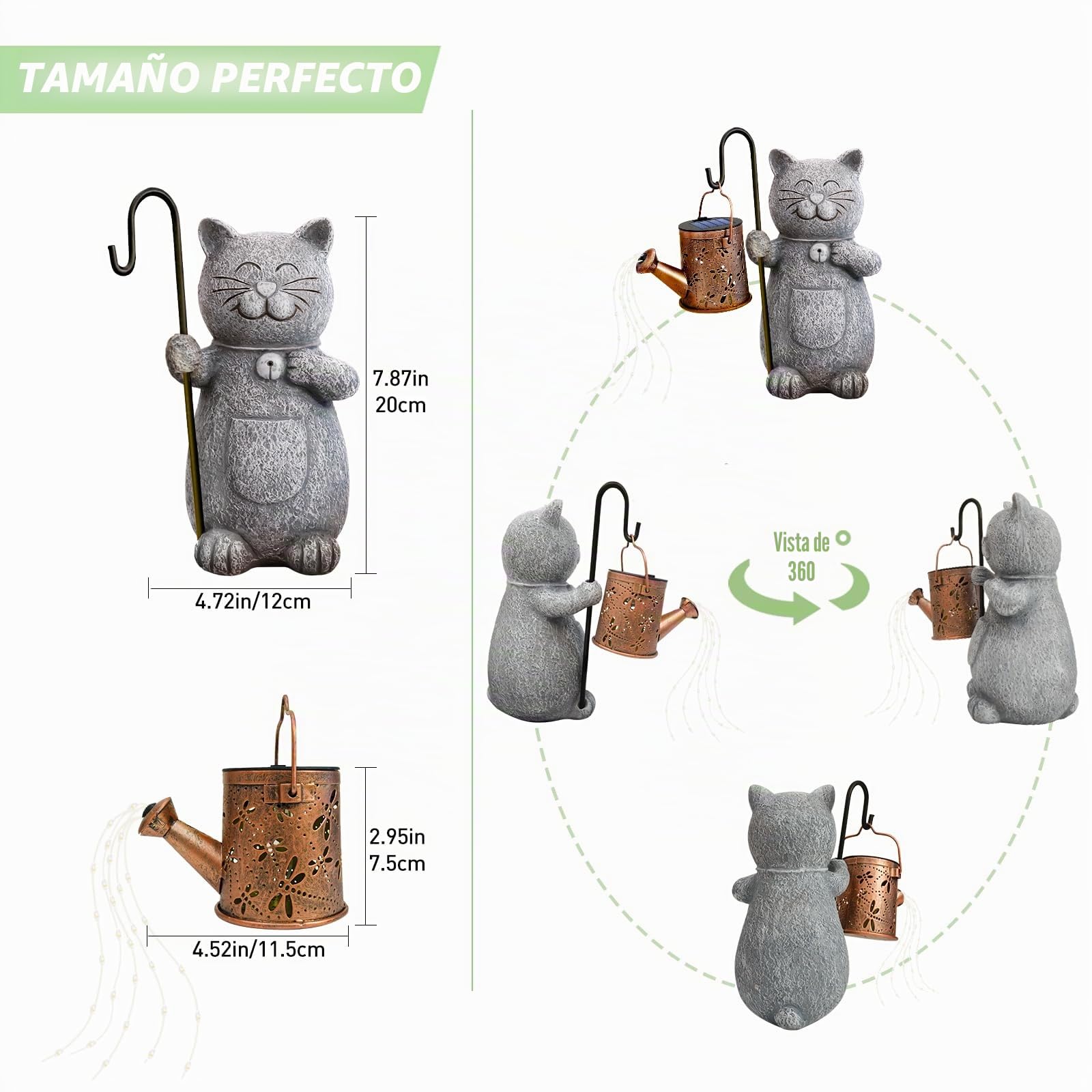 Hinshark Ideas Regalo Mujer, Gato Jardín Estatua con Luz Solar Regalo Amigo Invisible Mujer, Regalo Navidad Mujer Original, Regalo Abuela Madre Mama, Regalo Cumpleaños Mujer Decoracion Jardin Exterior