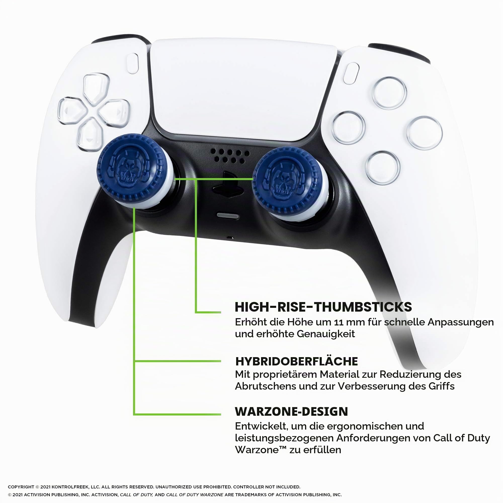KontrolFreek Call of Duty: Warzone Performance Thumbsticks für PlayStation 4 (PS4) and PlayStation 5 (PS5) | 2 High-Rise-, Hybrid-Sticks | Blau/Grau