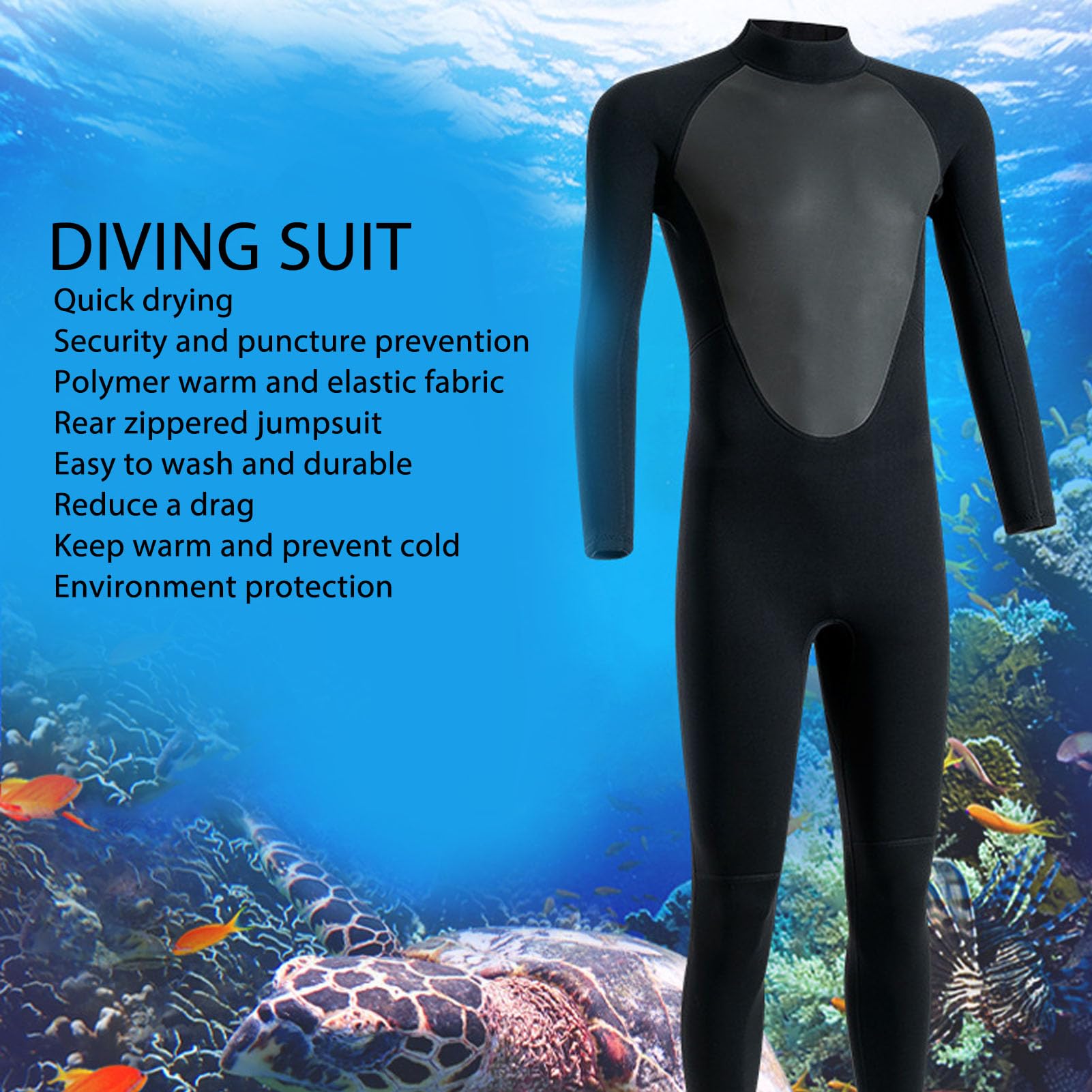 Kombinezon Neoprenowy, Kombinezon do Nurkowania 3 Mm na Całe Ciało, do Nurkowania, Snorkelingu, Surfingu, Pływania