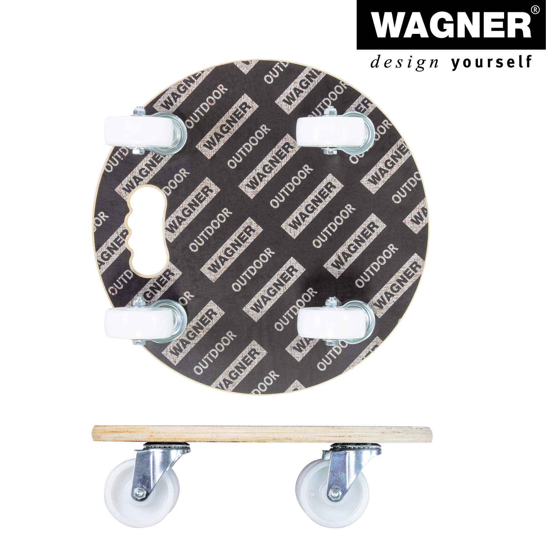 WAGNER Carrello da Trasporto MM 1108 I Ø 38 cm - per carichi Pesanti e mobili I Portata 250 kg I Maniglia di Trasporto Ergo I Superficie Antiscivolo I Certificato FSC®- 20110801