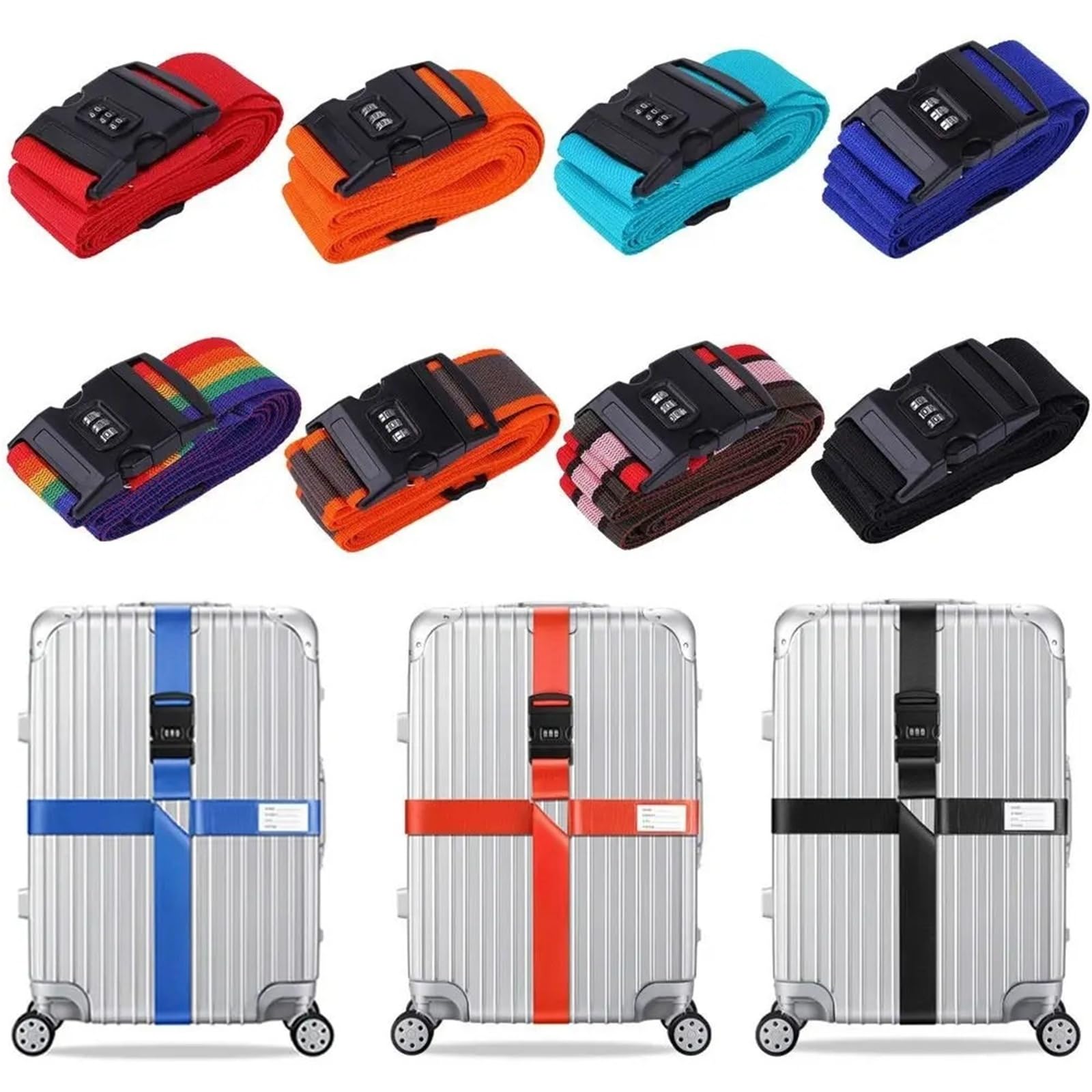 Correas Ajustables para Equipaje Correa de Equipaje de Viaje, Bloqueo de contraseña Ajustable, cinturón de Embalaje, Paquete antirrobo Seguro for Equipaje(Orange)