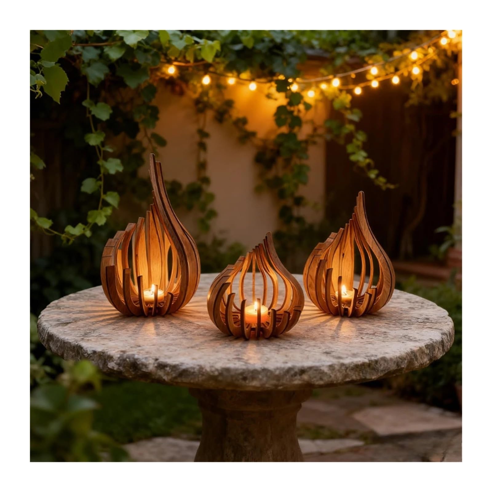 Portavelas de Madera Portavelas Hecho a Mano con Obras de Arte Madera. Decoración navideña/de Escritorio, decoración romántica for Cena a la luz Las Velas
