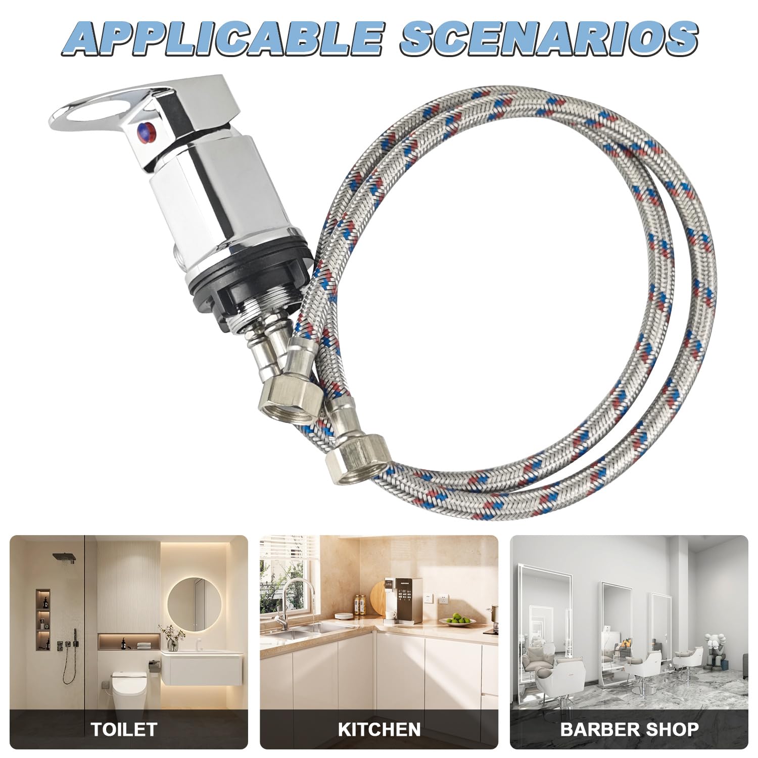 Poignée Unique Robinet Douche pour Lit de Shampoing, Mitigeur Douche en Alliage de Cuivre de 1/2 Pouces, Mitigeur Chaud-Froid Robinet de Douche pour EVier, Bol De Shampoing, Camping-Car (Argent)