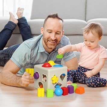 Kiddie Play Shape Sorter Learning Toys Toddlers Baby Blocks Sorting Cube