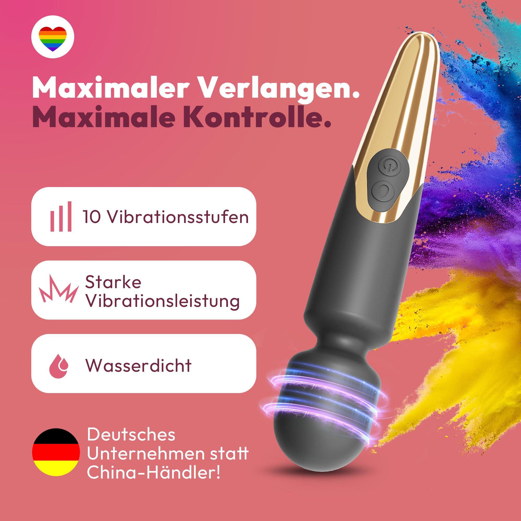 Magic Wand Vibrador Inalámbrico para Mujeres – Varilla de masaje con estimulación del clítoris y batería – 10 modos, juguete sexual para parejas y solos