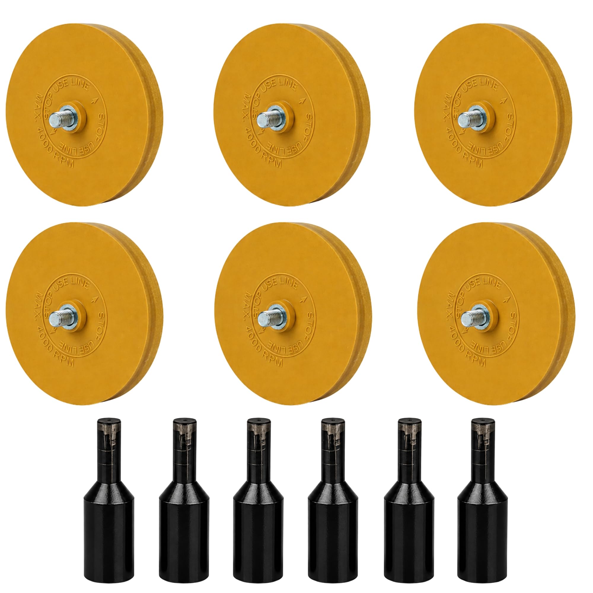 ABN Rubber Eraser Wheel 4in Pad &amp; Adapter 6-Pack – Pinstripe, Adhesive Remover, Vinyl Decal, Graphics Removal Tool