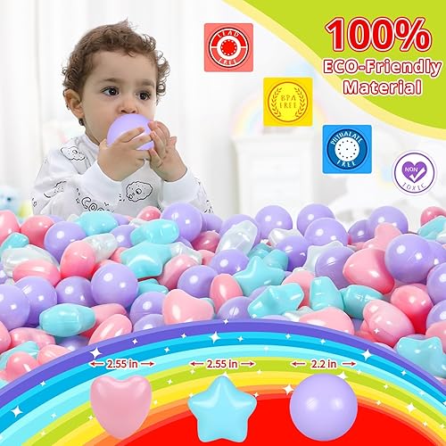 Miniatura 138 de STARBOLO Pelotas de estrella para niños pequeños, 100 unidades, estrellas de 2.55 pulgadas, sin ftalatos, sin BPA, no tóxicas, a prueba