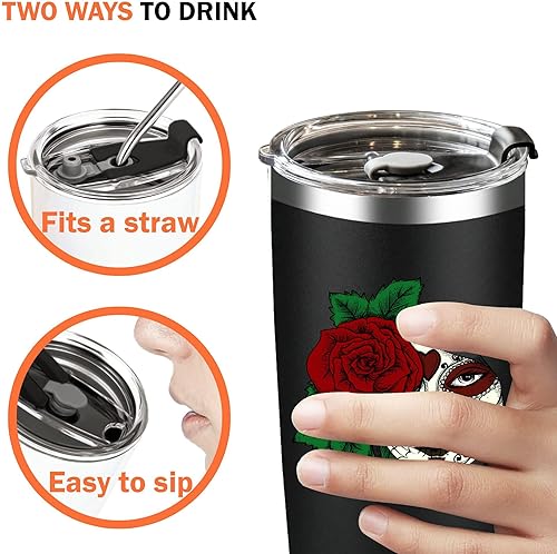 Miniatura 5 de Vaso aislado de acero inoxidable rosa con tapa de 20 onzas, taza de café de viaje, regalos novedosos