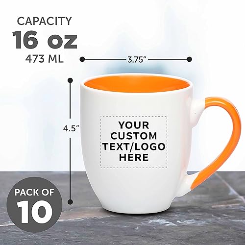 Miniatura 6 de Juego de 100 tazas de café grandes estilo bistro personalizadas de 16 onzas, paquete a granel personalizado, perfectas para café, té, expreso, cacao